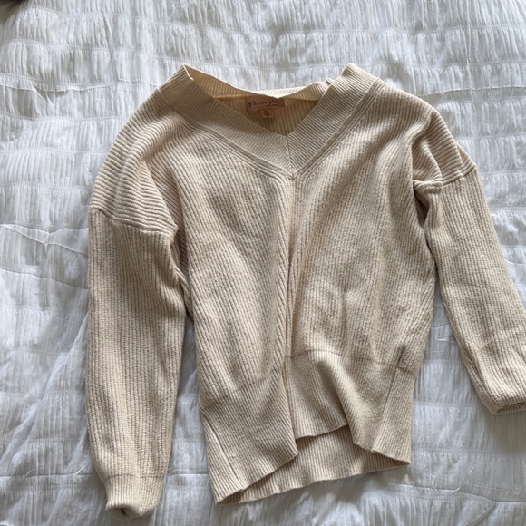 Philosophy Sweaters - Philosophy Cream V-Neck Sweater